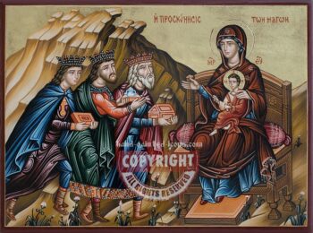 Adoration of The Magi (Three kings)- hand-painted icon- 28x21cm