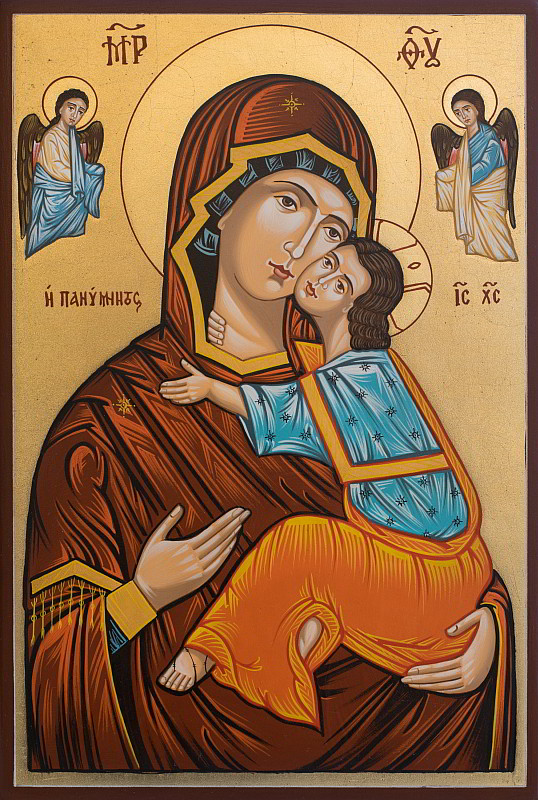 The Virgin Eleusa with angels-30x20cm-hand-painted-icon